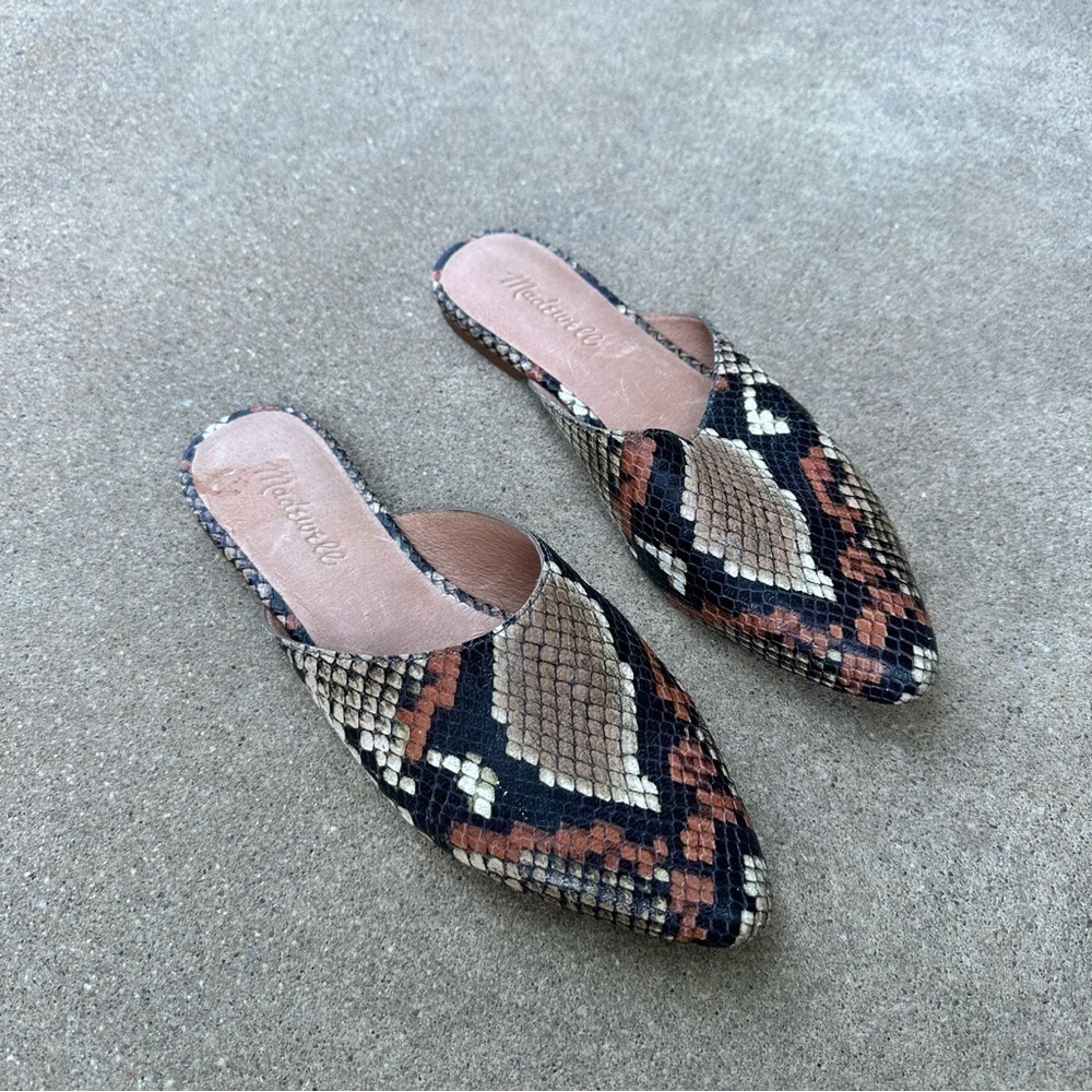 Madewell The Remi Mule in Snake Embossed Leather
